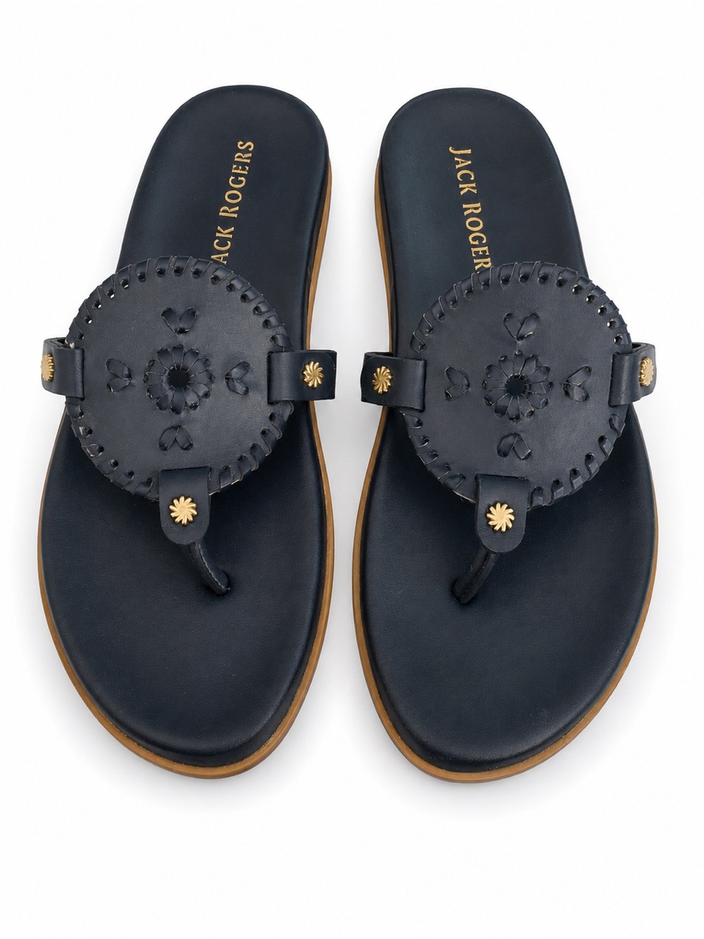 Jack Rogers Navy Leather Thong Sandals Size 8.5 Worn Twice - Picture 4 of 4